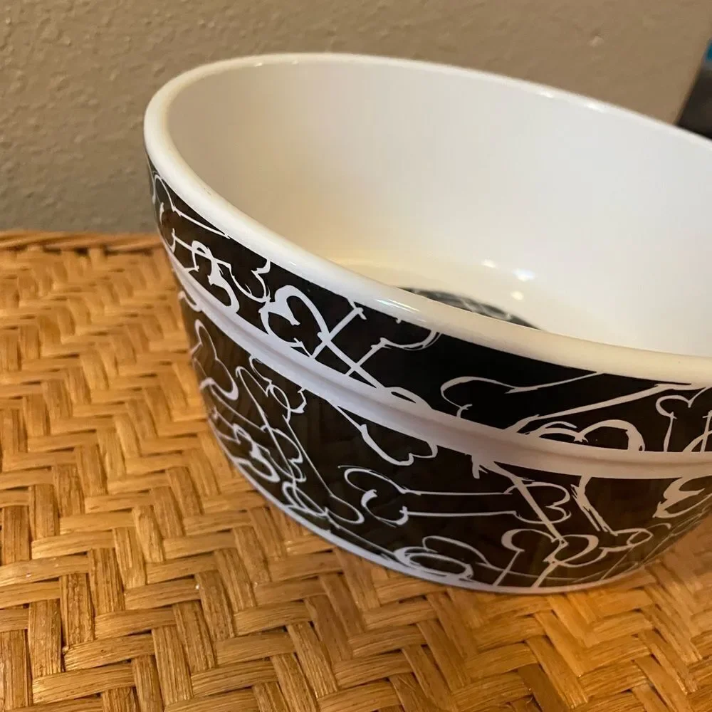 Bones Black and White Ceramic Big Dog Bowl